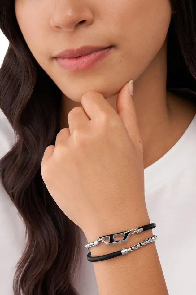 MenWomen Diesel Jewelry DX1472 Silverblack
