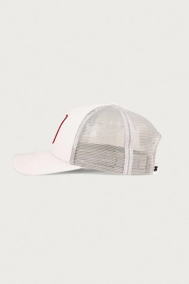 MenWomen Lucky Brand Hats Clover Patch Trucker Hat Open Grey