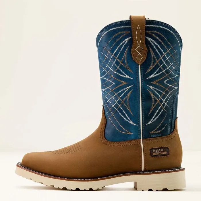 Men Work Boots Ariat Activator Waterproof Work Boot Dusted Brownbasin Blue