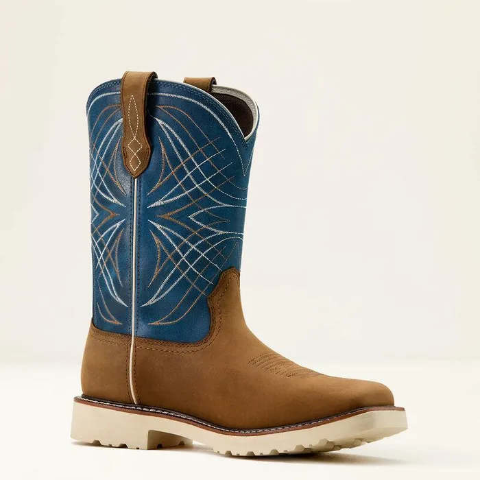 Men Work Boots Ariat Activator Waterproof Work Boot Dusted Brownbasin Blue