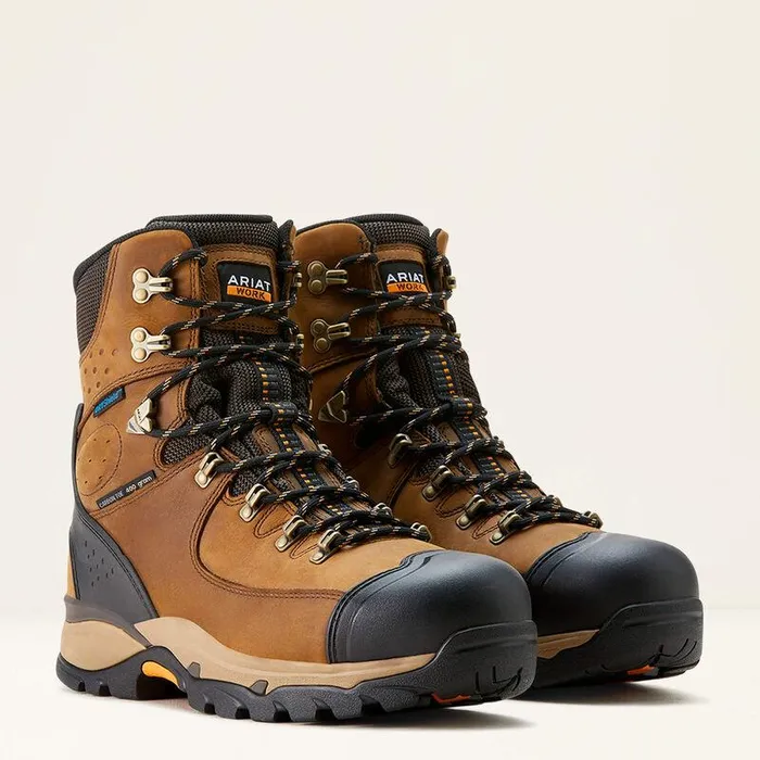 Men Work Boots Ariat Endeavor 8quot Waterproof Insulated Carbon Toe Work Boot Dusted Brown
