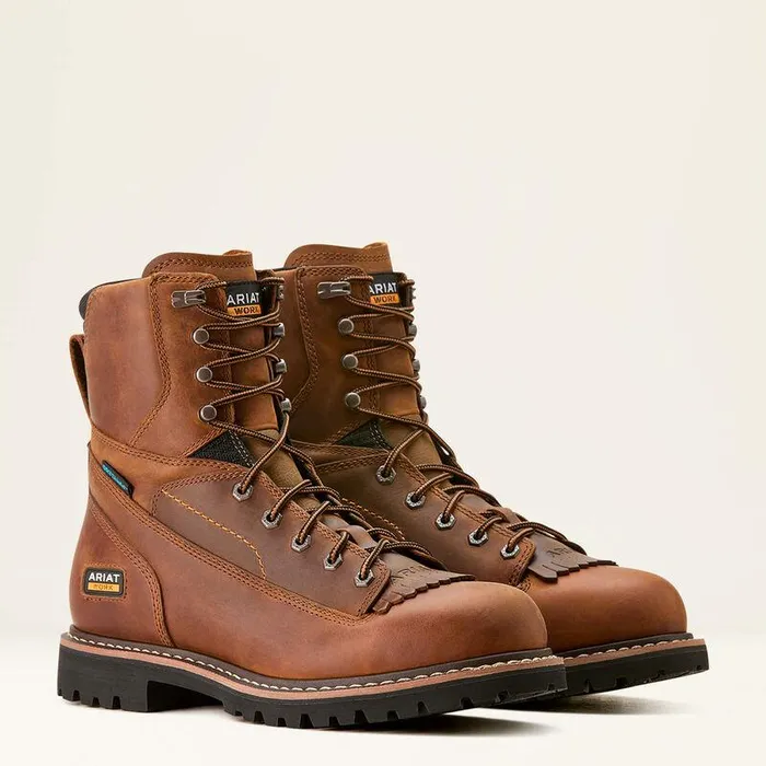 Men Work Boots Ariat Longview Shock Shield 8quot Waterproof Work Boot Copper Brown