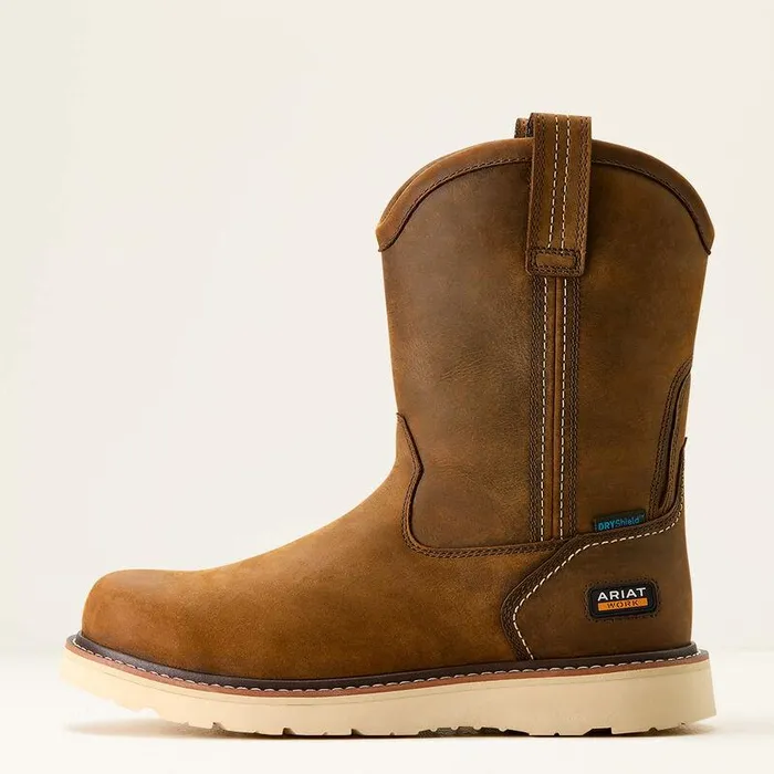 Men Work Boots Ariat Rebar Wedge PullOn Waterproof Work Boot Distressed Brown Men Work Boots Ariat Rebar Wedge PullOn Waterproof Work Boot Distressed Brown