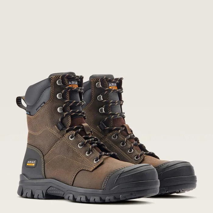 Men Work Boots Ariat Treadfast 8quot Waterproof Steel Toe Work Boot Dark Brown Men Work Boots Ariat Treadfast 8quot Waterproof Steel Toe Work Boot Dark Brown