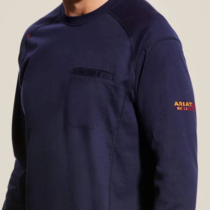 Men Workwear Ariat FR Air Crew TShirt Navy Men Workwear Ariat FR Air Crew TShirt Navy