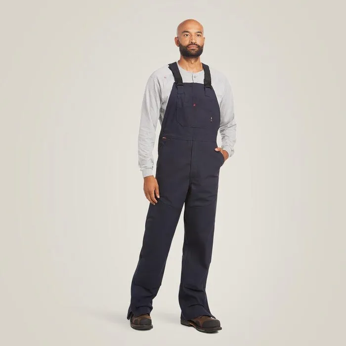 Men Workwear Ariat FR Canvas Unlined Bib Navy Men Workwear Ariat FR Canvas Unlined Bib Navy