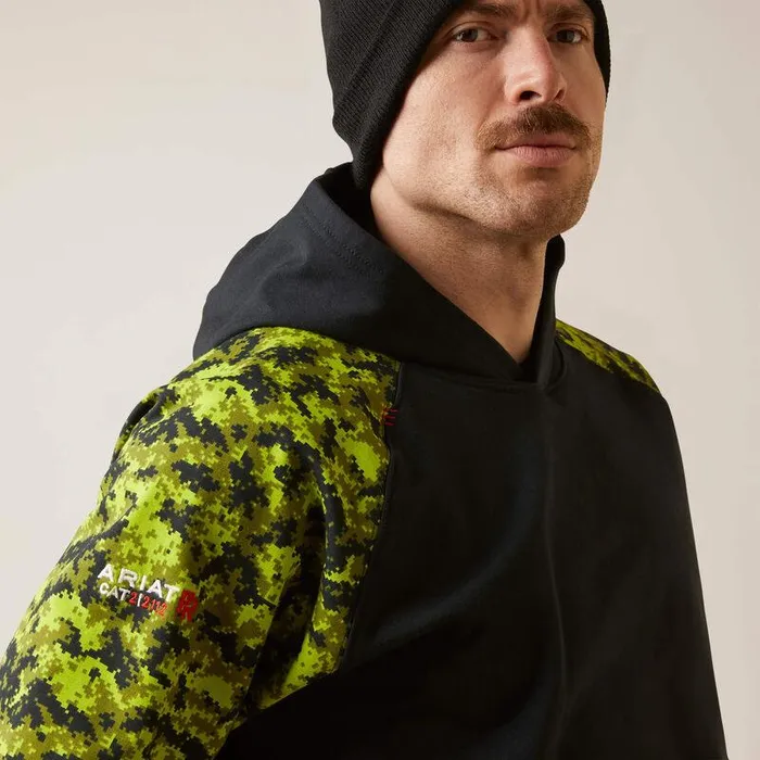 Men Workwear Ariat FR DuraStretch Patriot Hoodie Blackandlime Camo Men Workwear Ariat FR DuraStretch Patriot Hoodie Blackandlime Camo