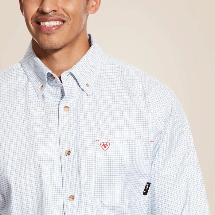 Men Workwear Ariat FR Twill DuraStretch Work Shirt White Multi Men Workwear Ariat FR Twill DuraStretch Work Shirt White Multi