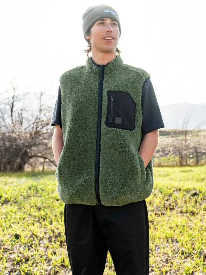 Mens Jackets Volcom Muzzer Fuzzar Vest 8211 Squadron Green