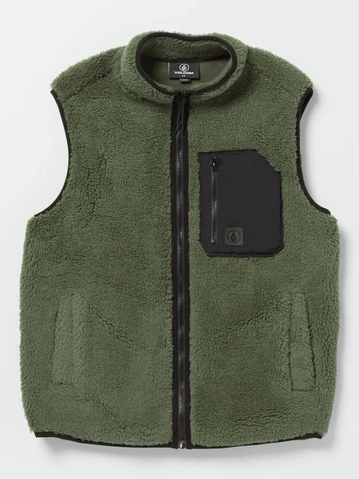 Mens Jackets Volcom Muzzer Fuzzar Vest 8211 Squadron Green