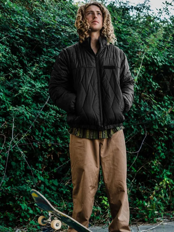 Mens Jackets Volcom Skate Vitals Simon Bannerot Convertible Puff Jacket 8211 Black