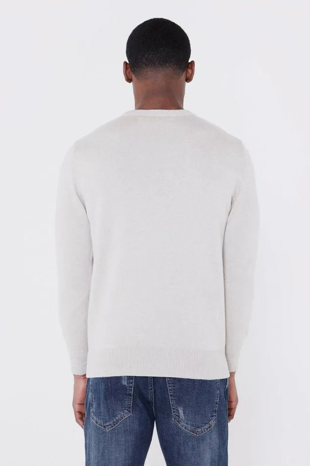 Mens Leo Knitted Jumper 8211 Taupe Jameson Carter Hoodies and Sweatshirts