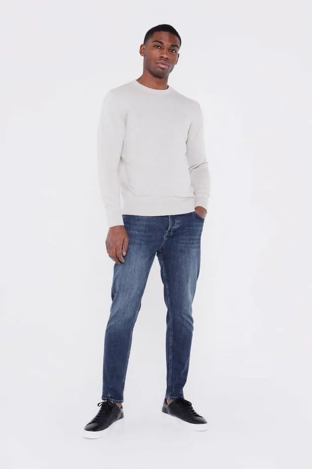 Mens Leo Knitted Jumper 8211 Taupe Jameson Carter Hoodies and Sweatshirts