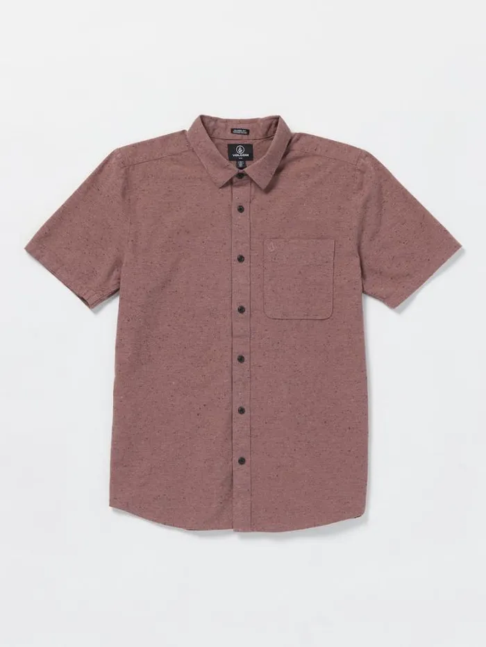 Mens Shirts and Flannels Volcom Date Knight Short Sleeve Shirt 8211 Bordeaux Brown