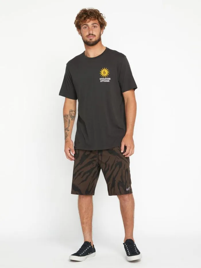 Mens Skate Vitals Volcom Outer Spaced Elastic Waist Shorts 8211 Dark Brown