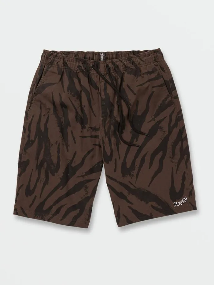 Mens Skate Vitals Volcom Outer Spaced Elastic Waist Shorts 8211 Dark Brown