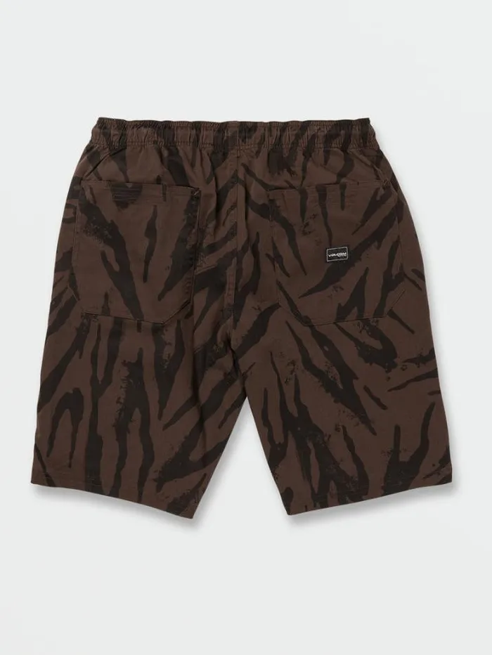 Mens Skate Vitals Volcom Outer Spaced Elastic Waist Shorts 8211 Dark Brown