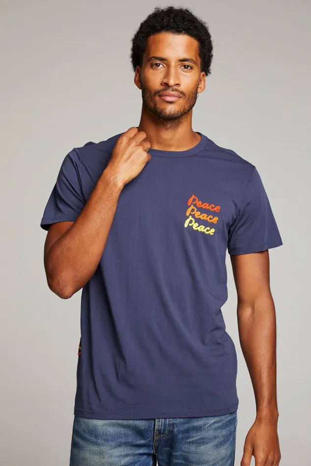 Mens Tops Chaser Brand Peace Script Mens Tee