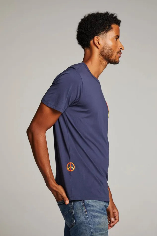 Mens Tops Chaser Brand Peace Script Mens Tee