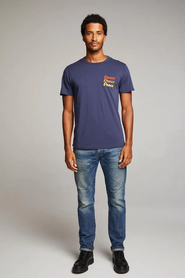 Mens Tops Chaser Brand Peace Script Mens Tee