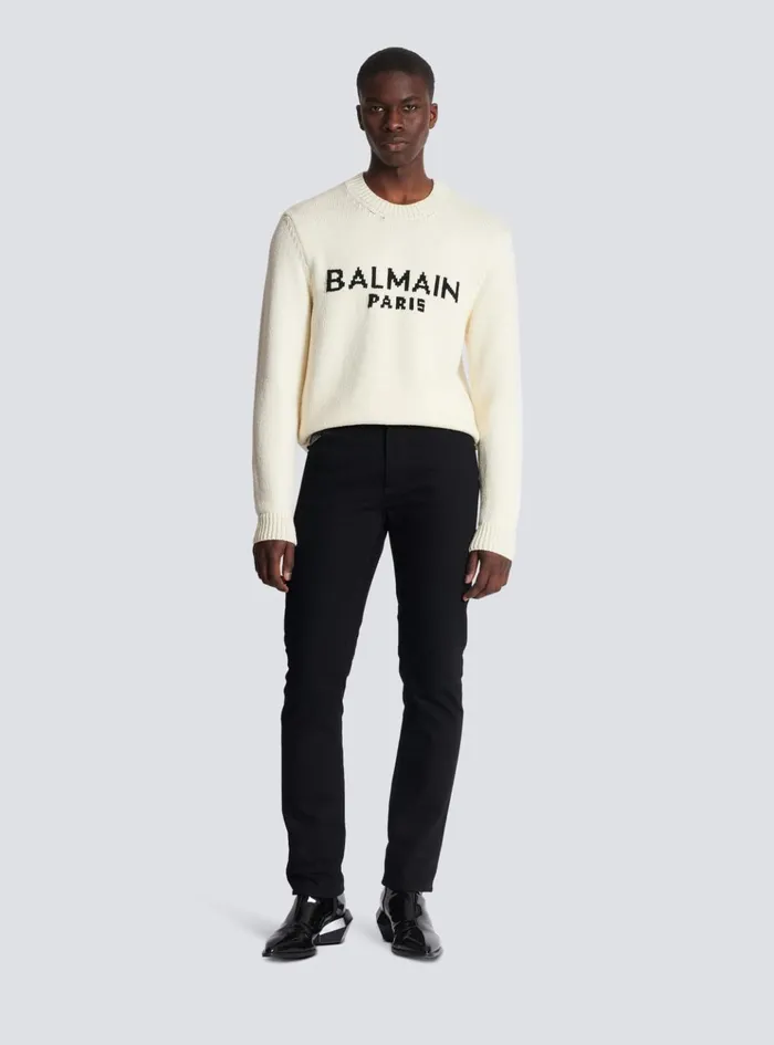Merino Knit Jumper Beige Men Balmain Knitwear