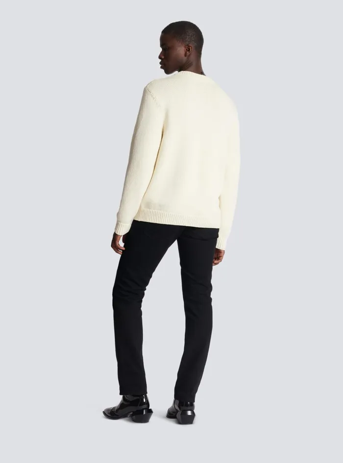 Merino Knit Jumper Beige Men Balmain Knitwear