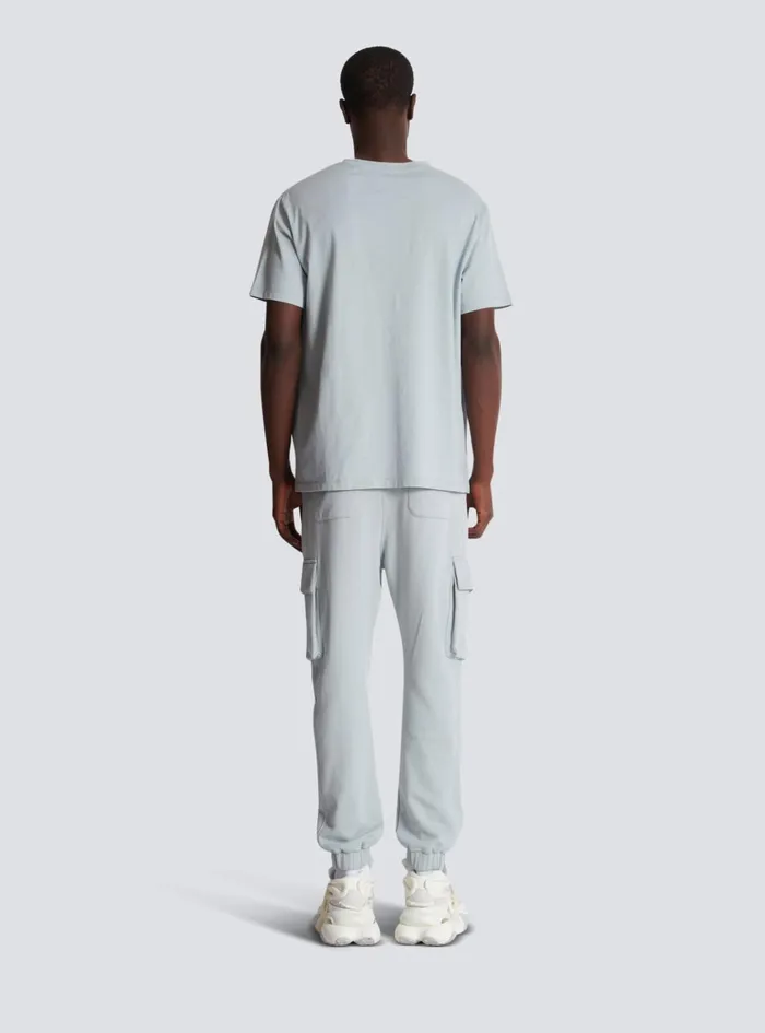 Metallic Flocked Tshirt Grey Men Balmain TShirts