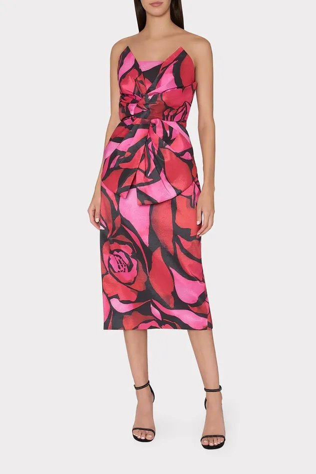 Milly Harlow Dream Rose Strapless Taffeta Dress Dream Rose Pink Women Dresses