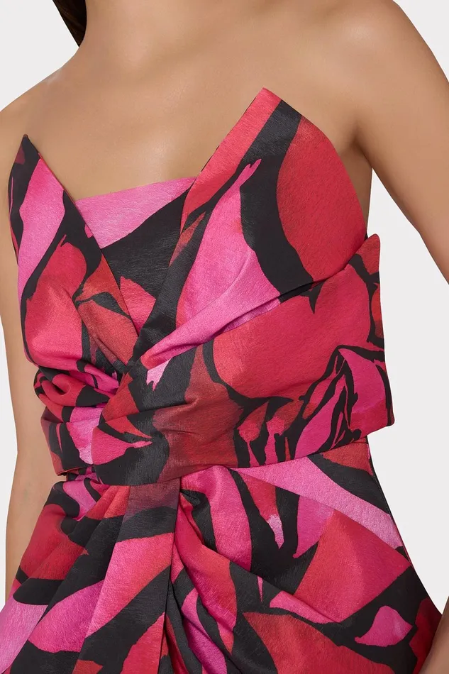 Milly Harlow Dream Rose Strapless Taffeta Dress Dream Rose Pink Women Dresses