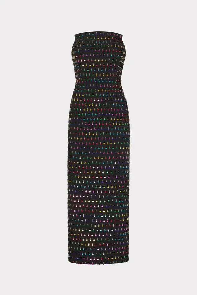 Milly Izabela Beaded Sequin Column Dress Blackrainbow Women Dresses