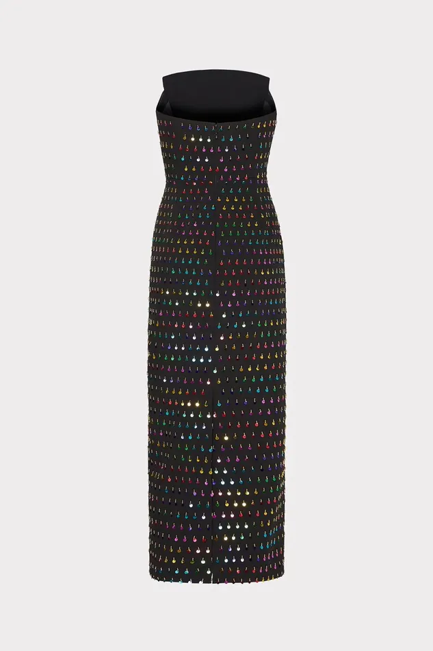 Milly Izabela Beaded Sequin Column Dress Blackrainbow Women Dresses
