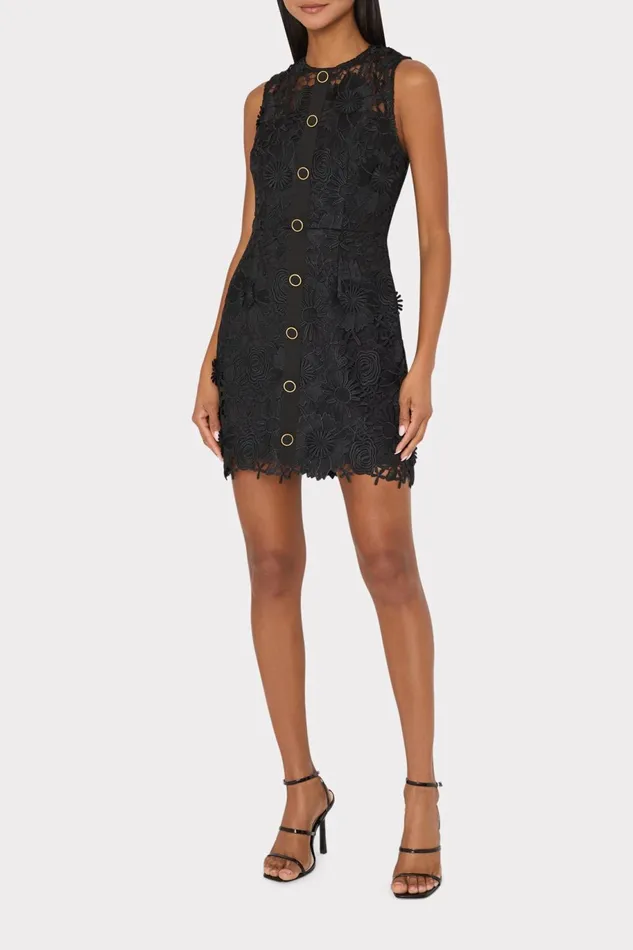 Milly Judy Lace Mini Dress Black Women Dresses