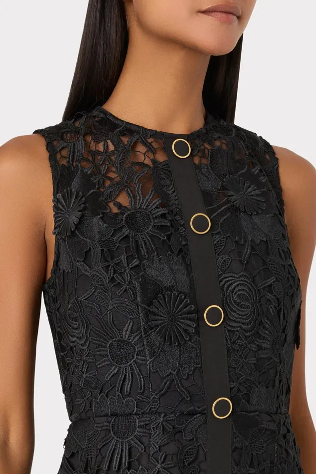 Milly Judy Lace Mini Dress Black Women Dresses