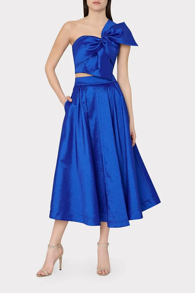 Milly Juliet Taffeta Midi Skirt Blue Women Skirts