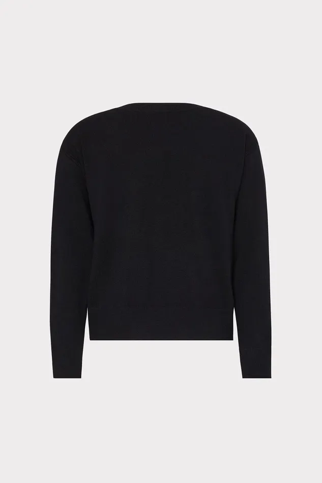 Milly Kalia Crystal VNeck Sweater Black Women Tops Milly Kalia Crystal VNeck Sweater Black Women Tops