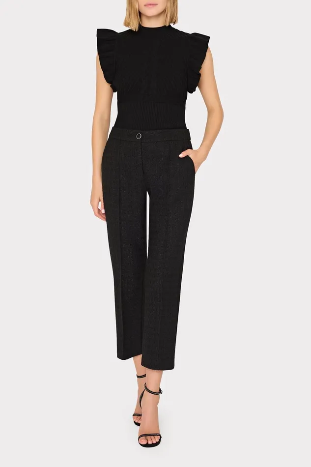 Milly Kamila Flutter Sleeve Knit Top Black Women Tops Milly Kamila Flutter Sleeve Knit Top Black Women Tops