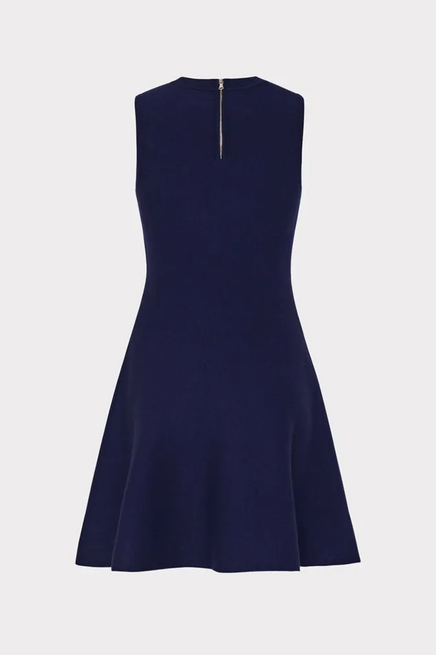 Milly Kenzie Sleeveless Jacquard Knit Dress Navy Multi Women Dresses