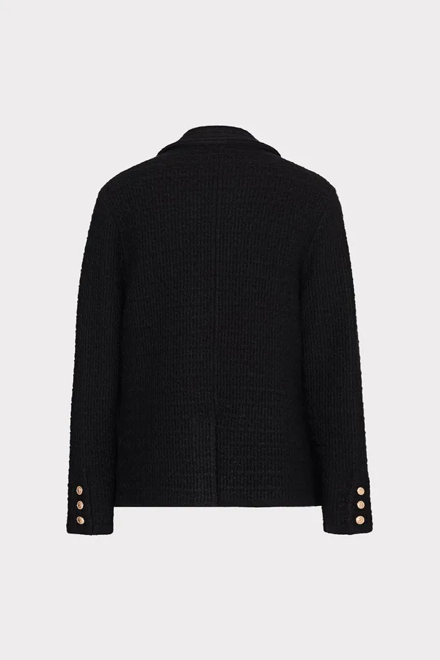 Milly Kimmie Textured Knit Blazer Black Women Coats and Jackets