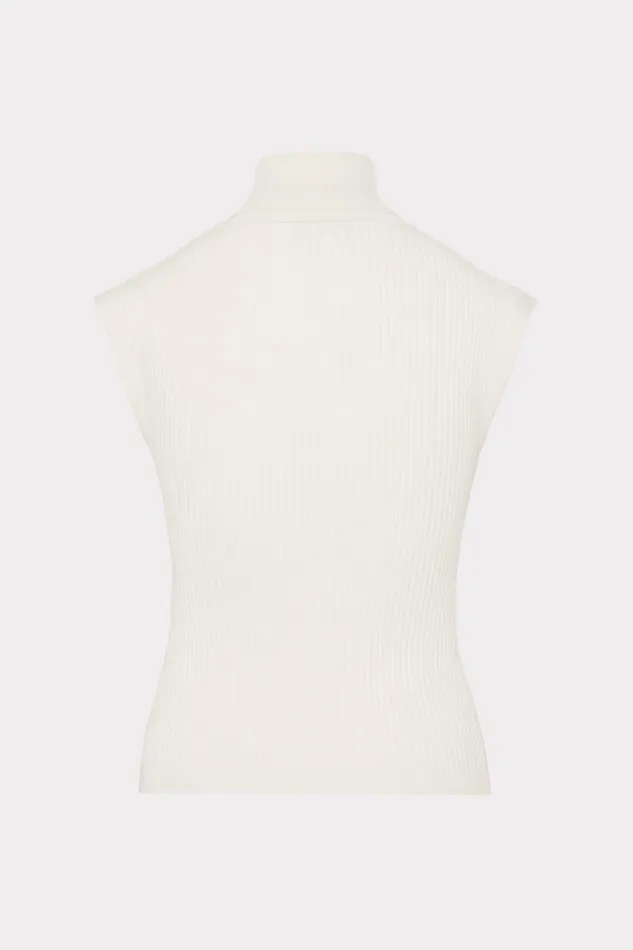 Milly Kinley Sleeveless Turtleneck Top Ecru Women Tops Milly Kinley Sleeveless Turtleneck Top Ecru Women Tops
