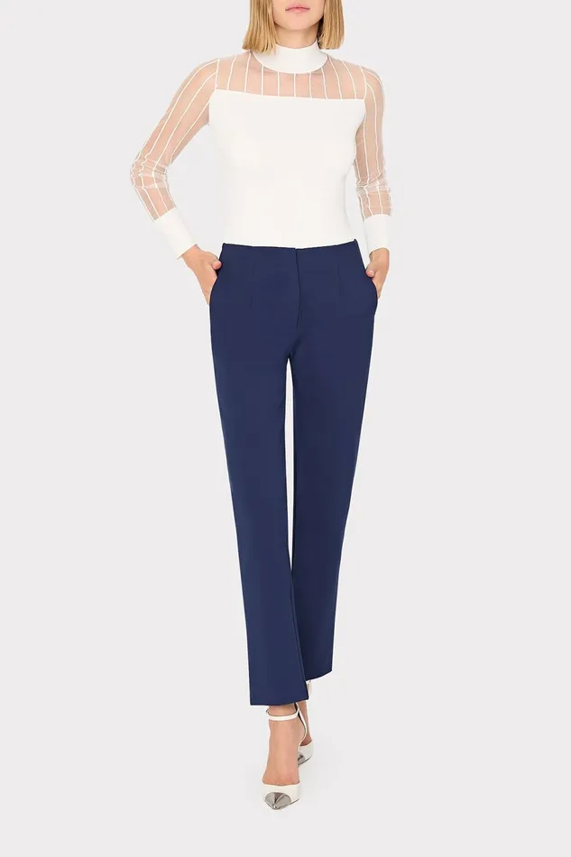 Milly Krissy Sheer Knit Mockneck Top Ecru Women Tops Milly Krissy Sheer Knit Mockneck Top Ecru Women Tops
