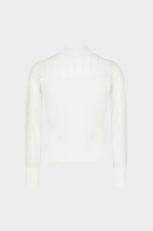 Milly Krissy Sheer Knit Mockneck Top Ecru Women Tops Milly Krissy Sheer Knit Mockneck Top Ecru Women Tops