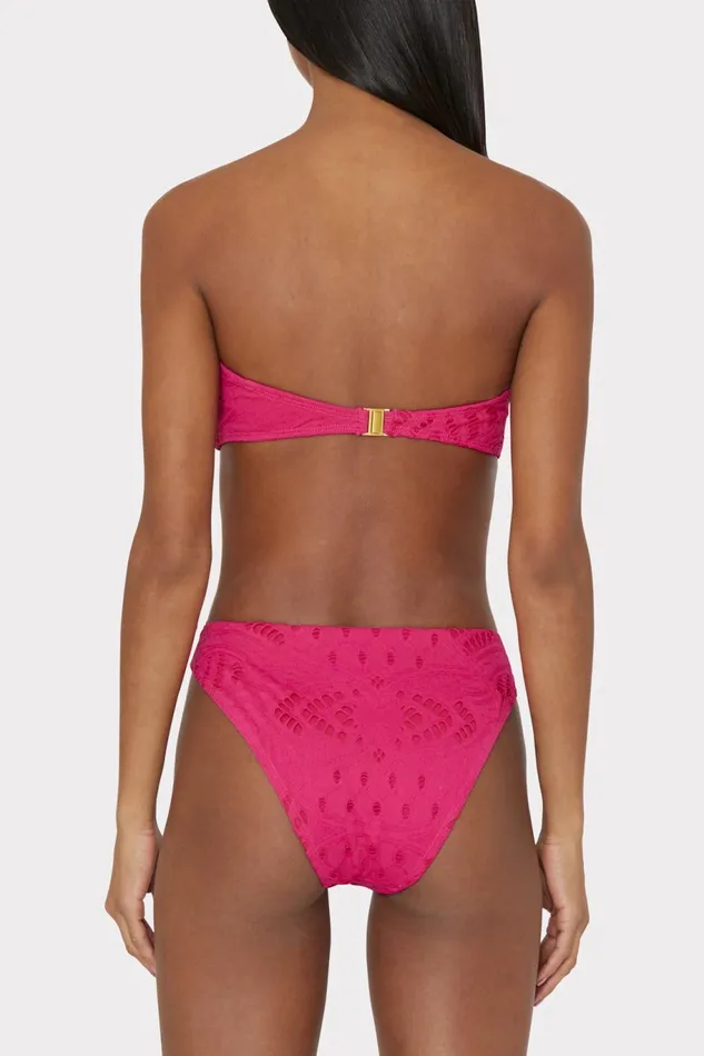 Milly Lace Eyelet Bandeau Bikini Top Pink Women Swim and Coverups