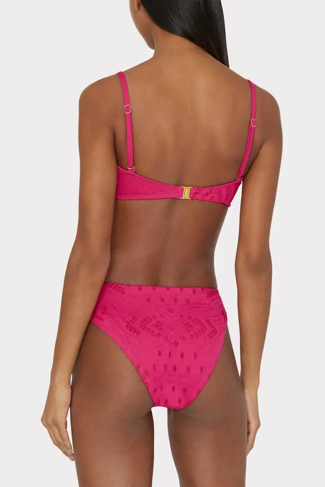 Milly Lace Eyelet Bandeau Bikini Top Pink Women Swim and Coverups
