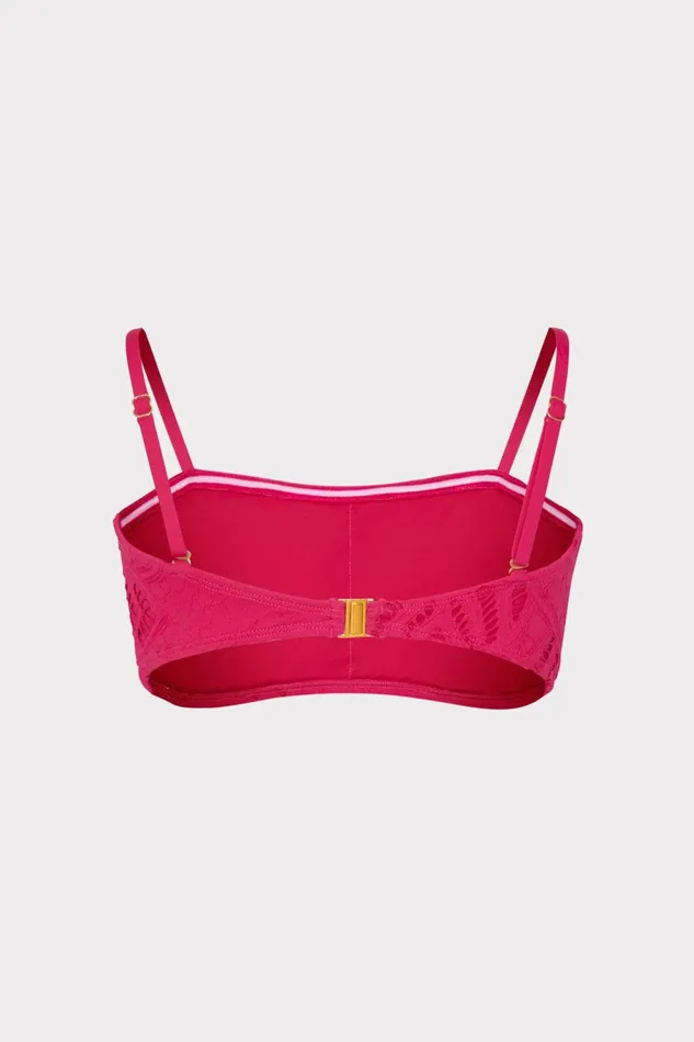 Milly Lace Eyelet Bandeau Bikini Top Pink Women Swim and Coverups