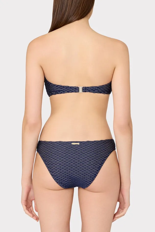 Milly Margot Textured Waves Bikini Bottom Navy Women Swim and Coverups