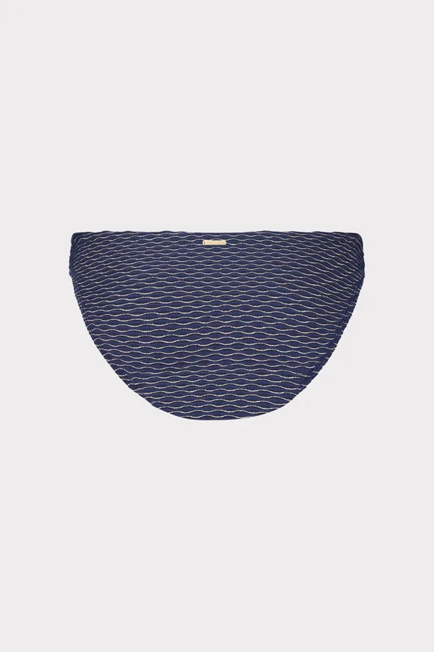 Milly Margot Textured Waves Bikini Bottom Navy Women Swim and Coverups