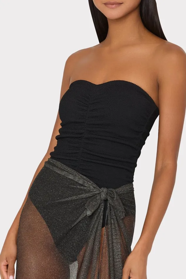 Milly Metallic Mesh Sarong Black Women Swim and Coverups