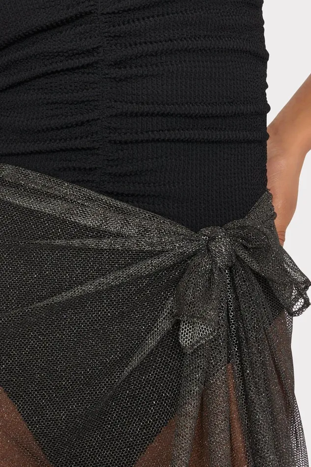 Milly Metallic Mesh Sarong Black Women Swim and Coverups