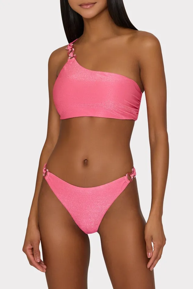 Milly ORing Bikini Bottom Shimmer Pink Women Bikinis