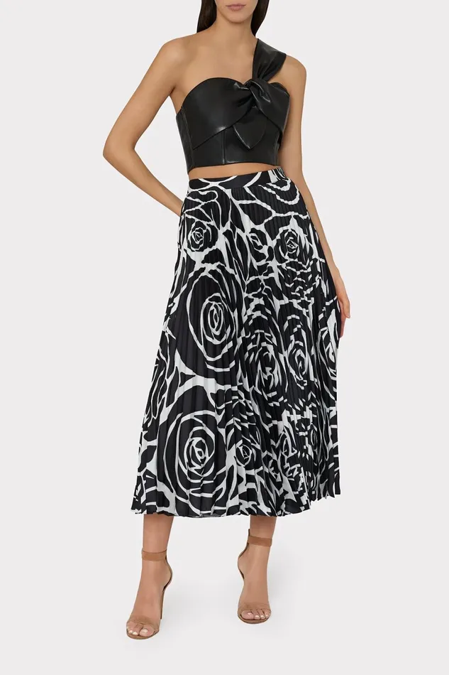 Milly Otha Black Rose Pleated Skirt Black Rose Women Skirts
